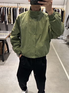 古伦尚春季纯色简约立领夹克男潮牌韩版宽松户外冲锋衣外套工装潮