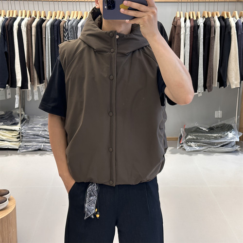 90白鸭绒连帽羽绒服马甲男冬季