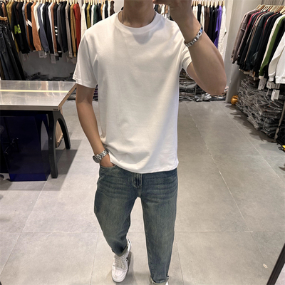 2024夏季新款纯色圆领短袖T恤男