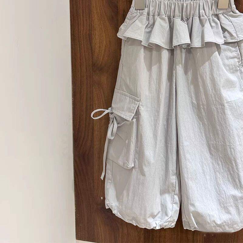 女童韩版薄款工装屁帘裤子夏季2026新款儿童女宝时髦防蚊阔腿长裤