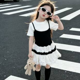 女童套装夏季2026新款儿童半身裙短袖韩版两件套洋气时髦韩范衣服