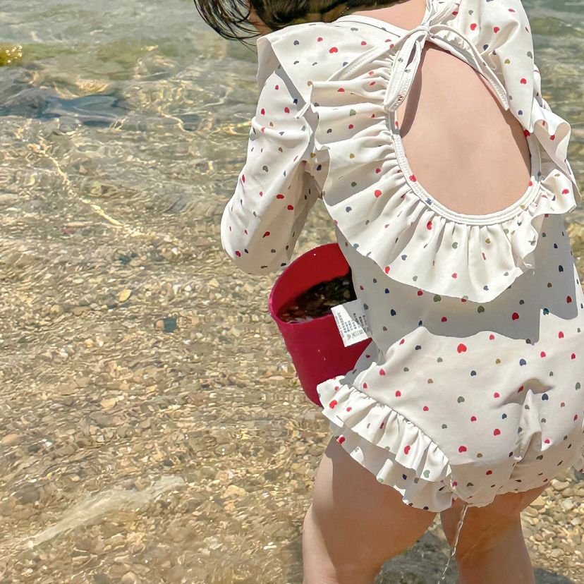 泳衣儿童女孩夏季长袖连体速干防晒洋气新款女童超萌沙滩度假泳装