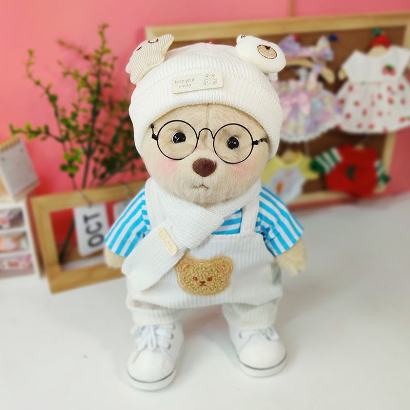 30cm莉娜关节熊毛绒公仔玩偶衣服熊背带裤套装+帽子+鞋子+围巾女,模玩/动漫/周边/娃圈三坑/桌游,潮玩娃衣,淘宝优惠券,粉丝福利购,淘宝优惠卷