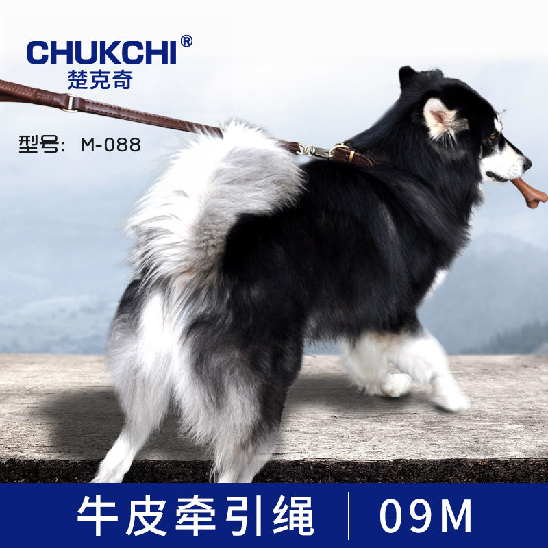 楚克奇牵引绳子大狗大型犬巨型犬牛皮短款遛狗绳狗链子藏獒高加索