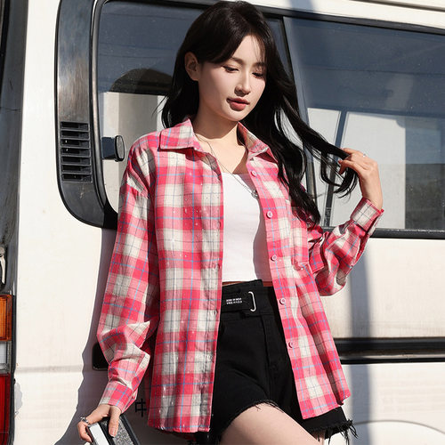 格子衬衫女2025春夏新款感复古