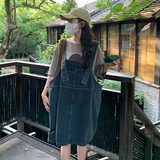 现货破洞牛仔背带连衣裙235-317-P105-控158T恤P75，女装连衣裙，金十上