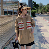 新款(现货）韩版拼接休闲连帽外套235-9966-P140-控208，女装风衣，金十上