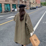 现货复古格纹双面羊绒大衣235-9919-P285-控398，女装毛呢外套，金十上