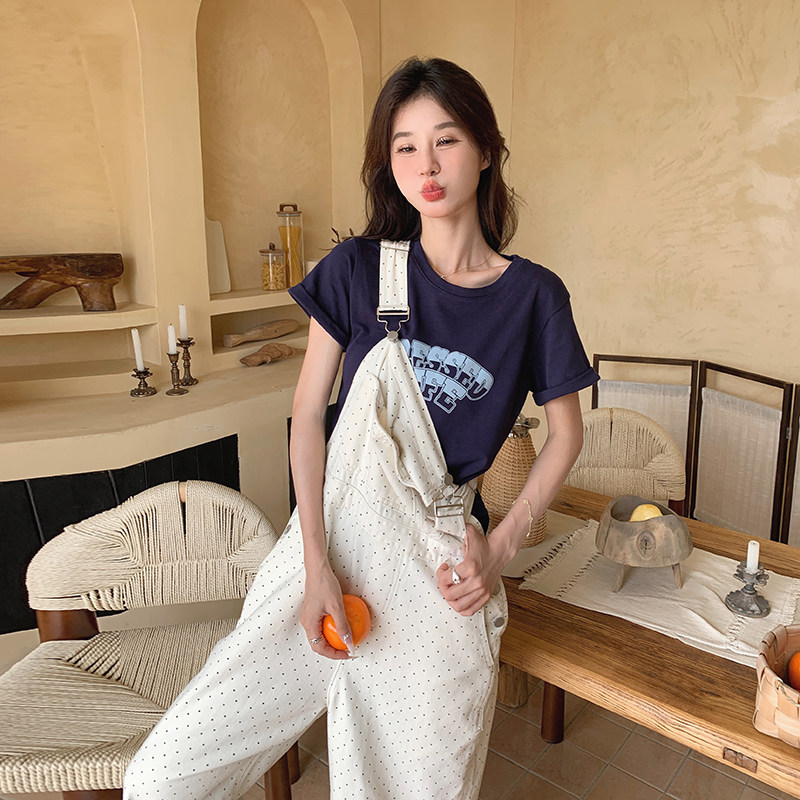 新款现货波点减龄背带裤235-M2406-P115-控168,女装连体裤,金十上