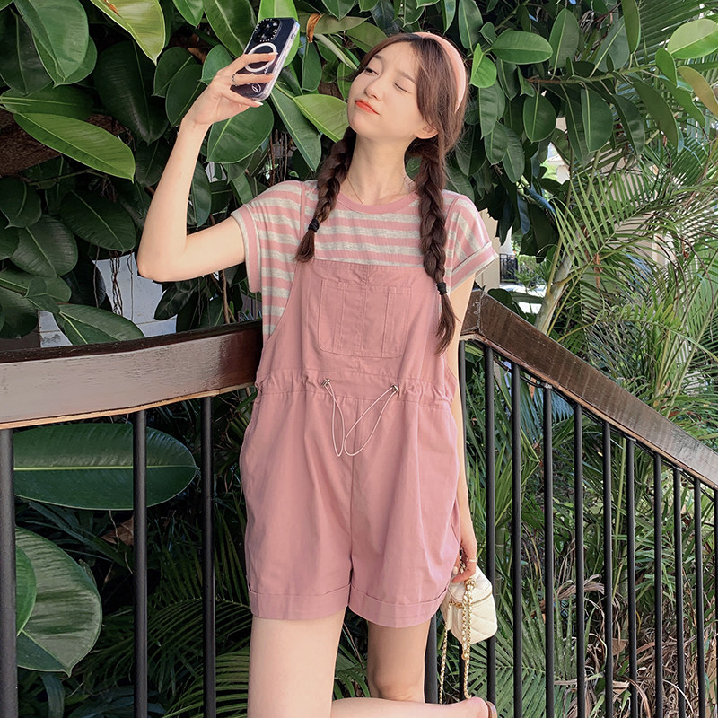 新款现货小个子减龄条纹背带裤套装235-310-P125-控178,女装连体裤,金十上