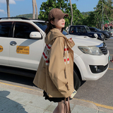 新款(现货）韩版拼接休闲连帽外套235-9966-P140-控208，女装风衣，金十上