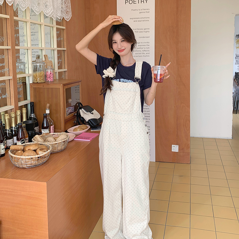 新款现货波点减龄背带裤235-M2406-P115-控168，女装连体裤，金十上
