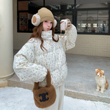 新款碎花减龄加厚90羽绒服外套235-2568-P305-控438，女装羽绒服，金十上