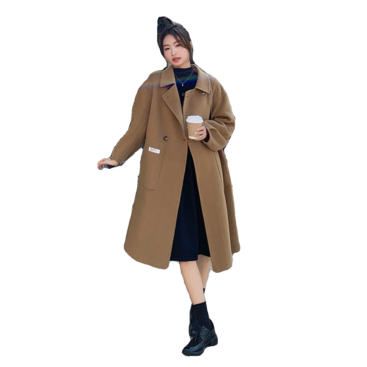 现货现货双面羊绒香焦袖大衣235-9911-P275-控398,女装毛呢外套,金十上
