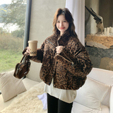 新款小个子豹纹立领羽绒服外套235-2559-P295-控428，女装羽绒服，金十上