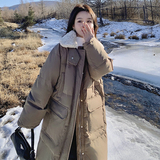 【现货】两色拼接羊羔毛宽松中长款棉服235-8822-P195-控278，女装棉衣/棉服，金十上