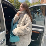 【现货】简约风格短款羊羔毛外套235-M600-P165,控239，女装皮草，金十上