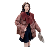 【现货】双面羊绒短款格子外套235-9912-P275-控398，女装毛呢外套，金十上