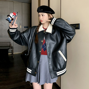 新款现货  撞色休闲短外套皮衣235-319-P145-控198图片