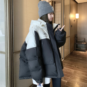 独特超好看撞色拼接羽绒服女冬季2024新款小众设计感90白鸭绒外套图片