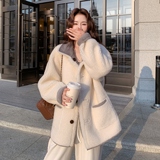 现货新款两面穿带手套皮毛一体羊羔毛235-2555-P195-控288，女装皮草，金十上