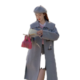 现货海军领牛角扣双面羊绒大衣235-9921-P295-控398，女装毛呢外套，金十上