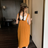 夏日多巴胺穿搭橙色背带连衣裙女2025新款奶甜少女长裙，女装连衣裙，金十上