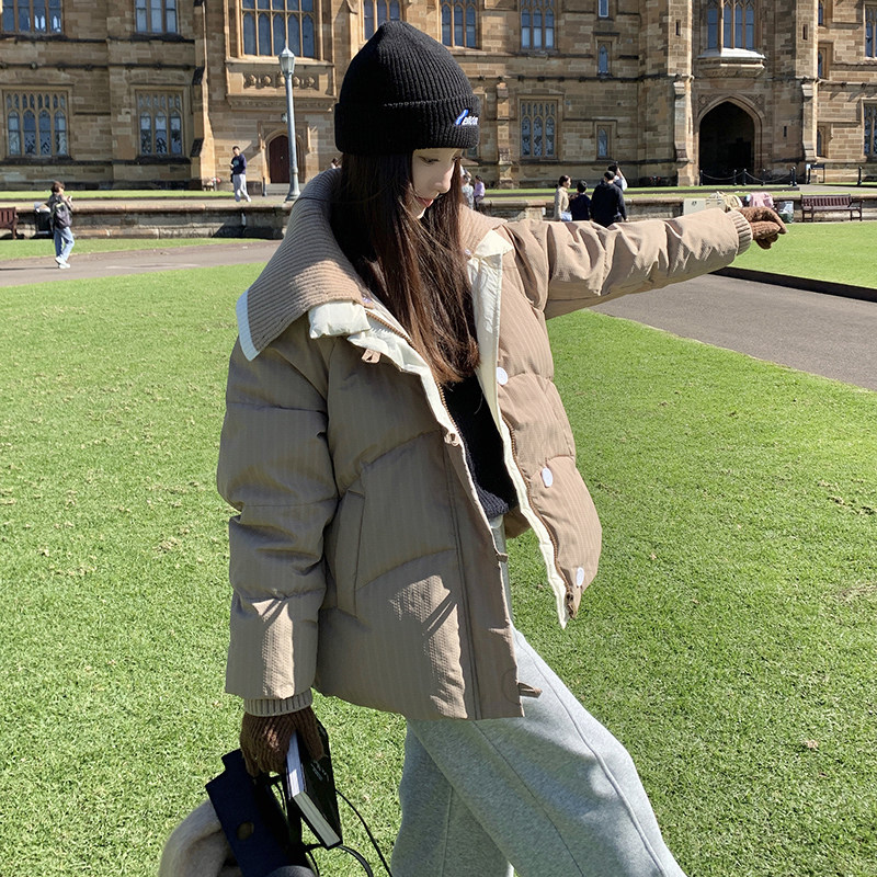 现货新款90绒领子可拆卸短款羽绒服外套235-357-P265-控388，女装羽绒服，金十上