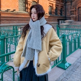 现货新款美拉德毛绒皮毛一体外套235-2551-P205-控298，女装皮草，金十上