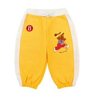 现货！儿童裤子男童女童春秋款休闲裤宝宝长裤黄色小熊卫裤