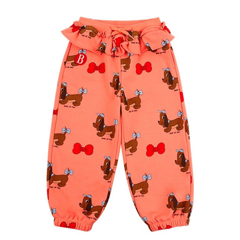 加绒现货！婴儿宝宝女童腊肠狗花边卫裤运动裤收腿裤