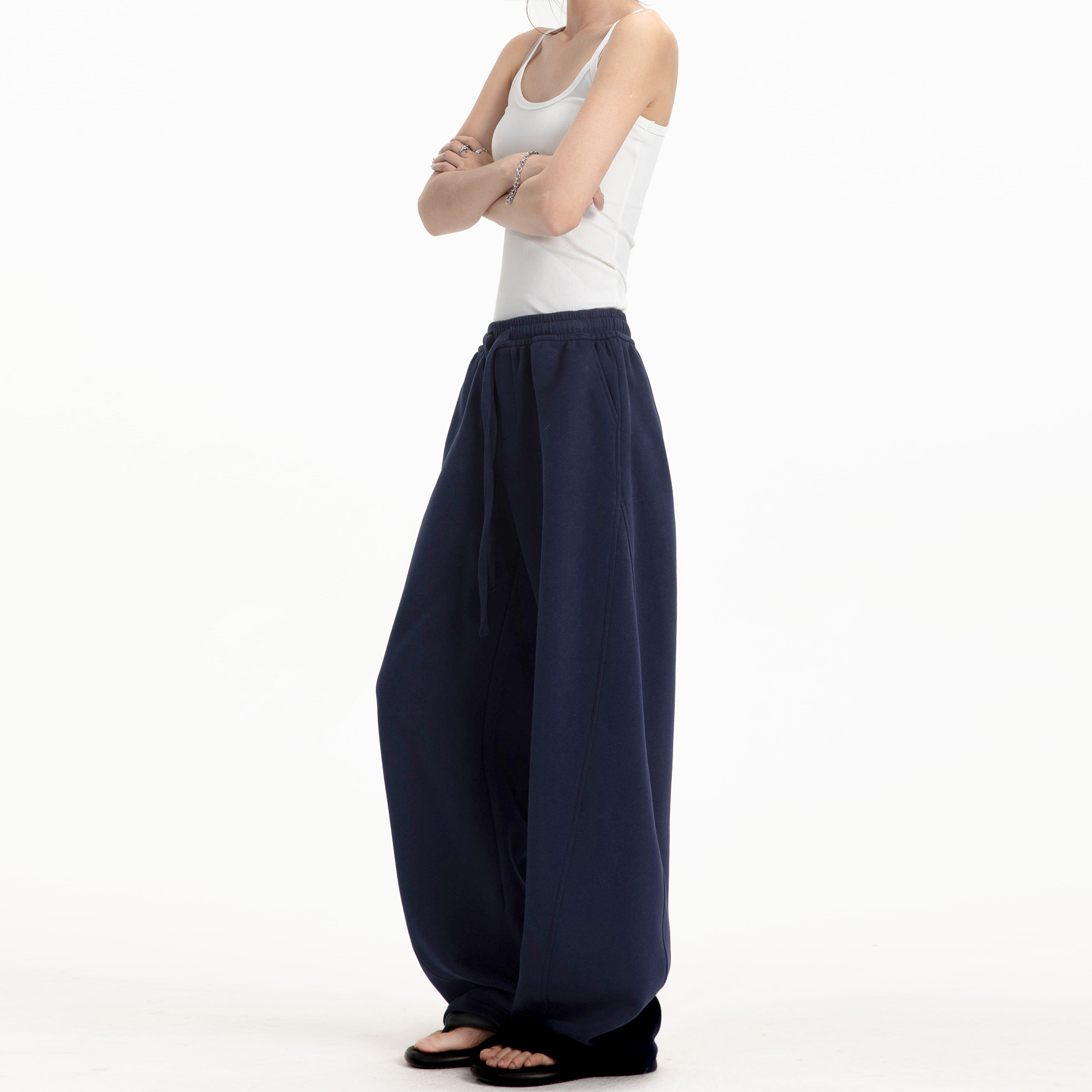 美式弯刀裤卫裤女秋2025新款慵懒风宽松阔腿裤高级感运动休闲裤潮