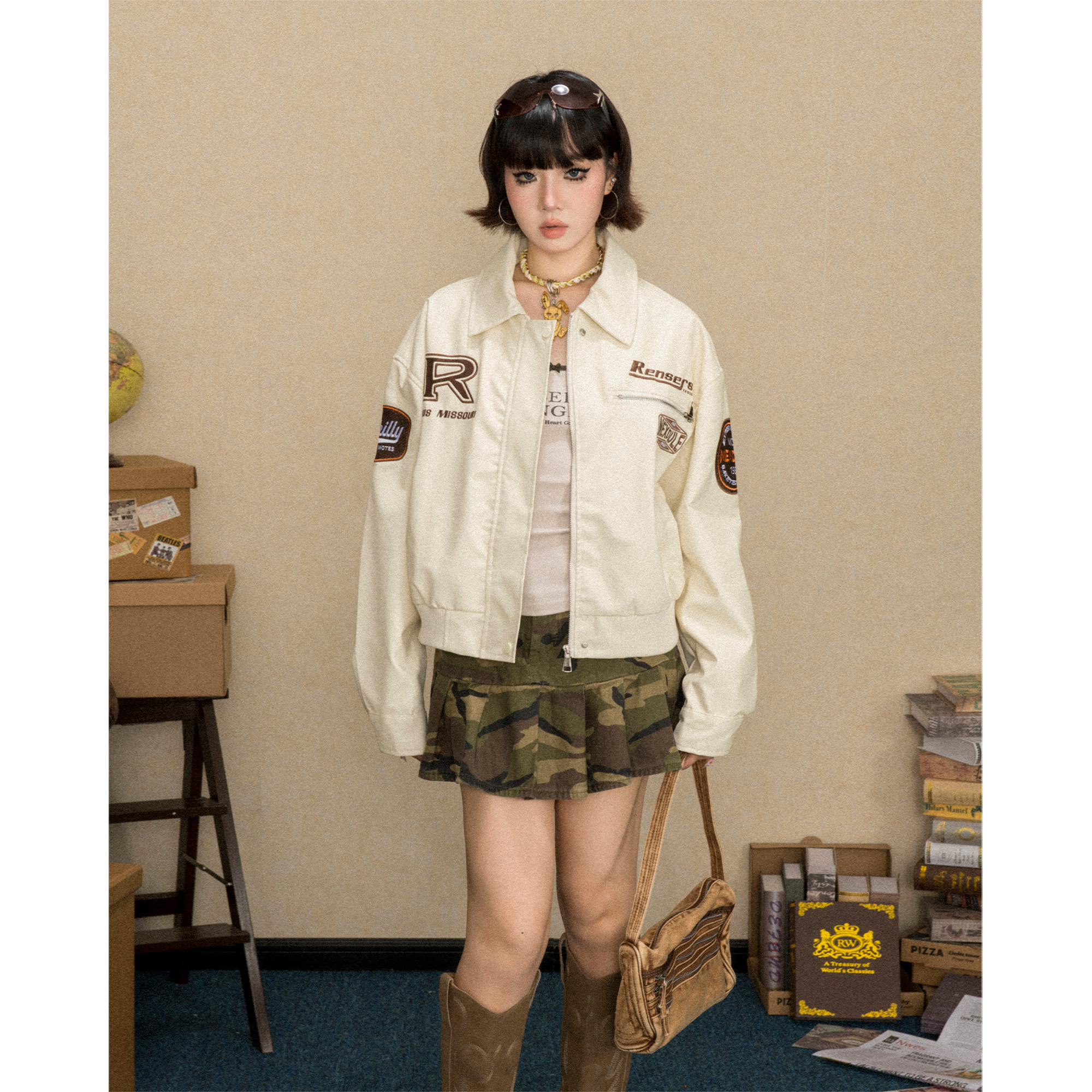 美式短款机车皮衣外套女高级感2024新款春秋设计感潮牌辣妹夹克潮,女装/女士精品,短外套,淘宝优惠券,粉丝福利购,淘宝优惠卷