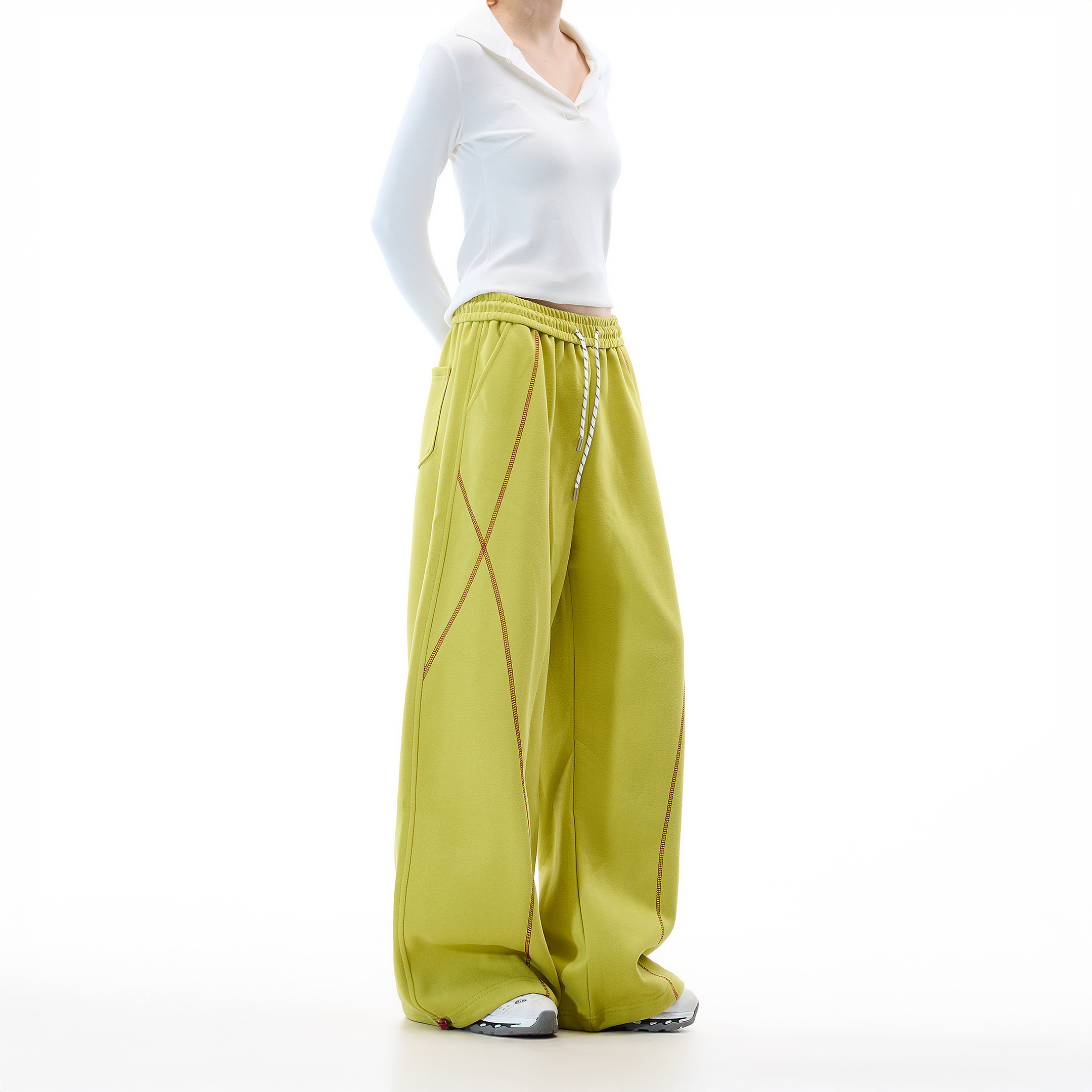 美式复古苏哈线运动卫裤女秋冬新款慵懒宽松直筒休闲裤拖地裤子潮