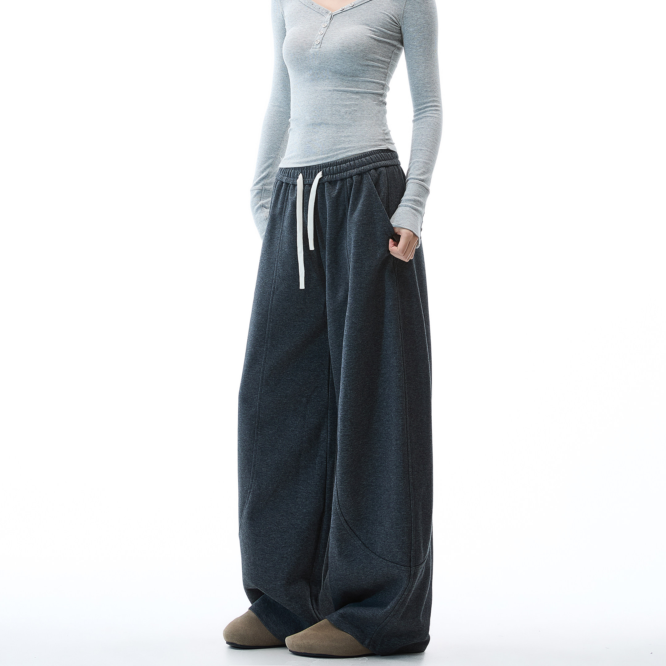 美式垂感运动直筒卫裤女秋冬新款慵懒风宽松休闲阔腿裤拖地裤子潮,女装/女士精品,卫裤,淘宝优惠券,粉丝福利购,淘宝优惠卷