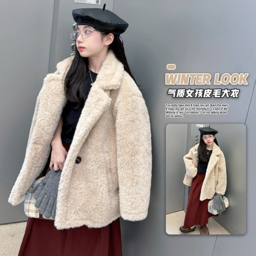 女童冬季羊羔绒加厚外套