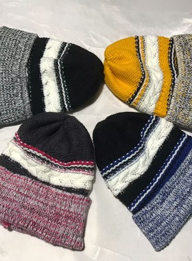 F363 外贸仿羊绒混色针织厚春秋冬季保暖防风帽56头围