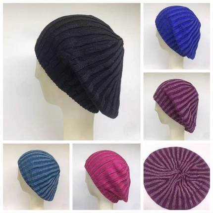 1833  外贸（亚光）成人春秋冬女款可调节亮丝竖条时尚蓓蕾帽
