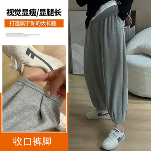 孕妇运动裤秋冬新款宽松休闲羊绒束脚哈伦烟萝卜裤奶奶裤大码裤子