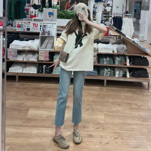 孕妇牛仔裤春秋新款显瘦薄款小个子显瘦百搭浅蓝铅笔裤9分打底裤