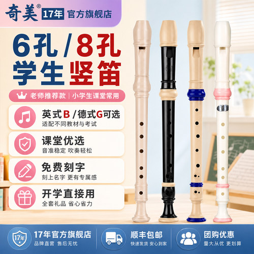 奇美竖笛德式高音6孔8孔小学生专用英式八孔儿童初学入门笛子乐器 - 封面