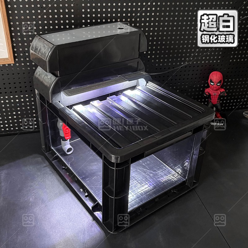 嘿匣子透明生态龟缸鱼缸乌龟缸可视周转箱玻璃养龟专用一体过滤器