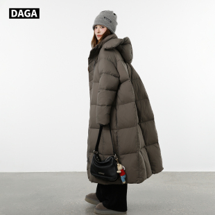 过膝到脚踝 大嘎daga冰岛极寒高充绒量羽绒服女可拆卸帽加厚超长款