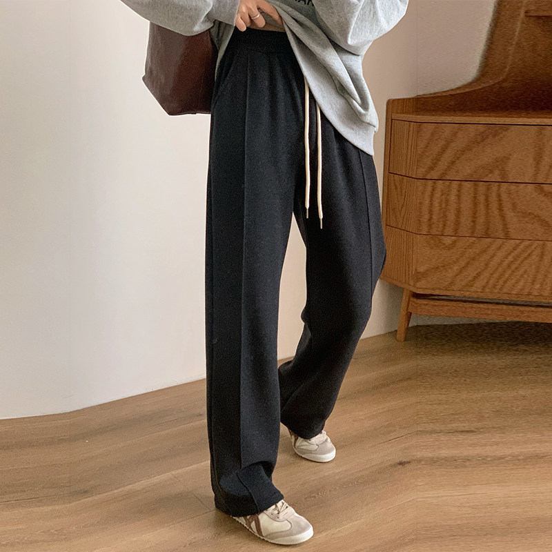 DAGA羊毛糯米裤加厚加绒裤子女冬季黑色直筒裤百搭显瘦高腰阔腿裤,女装/女士精品,休闲裤,淘宝优惠券,粉丝福利购,淘宝优惠卷