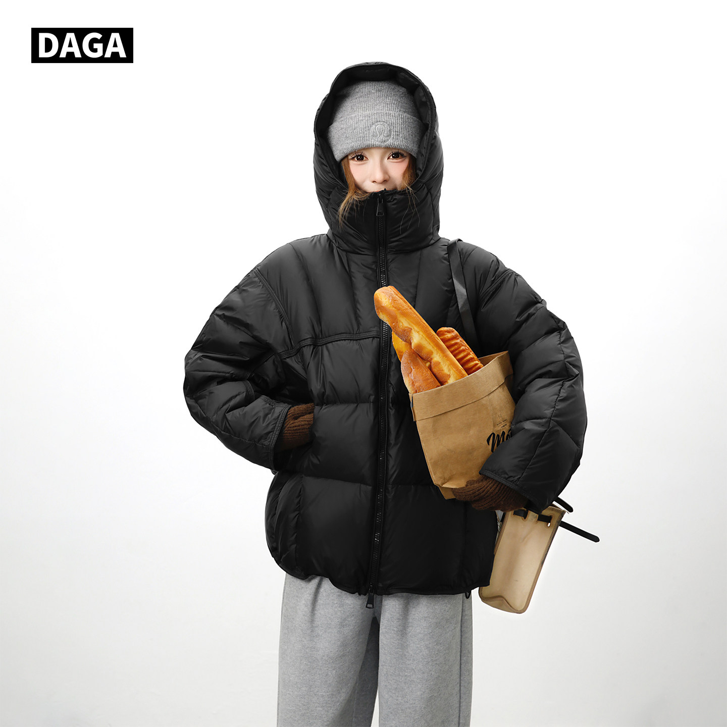 大嘎daga流行新款高级感龟背设计宽松百搭连帽90白鸭绒羽绒服女冬,女装/女士精品,羽绒服,淘宝优惠券,粉丝福利购,淘宝优惠卷