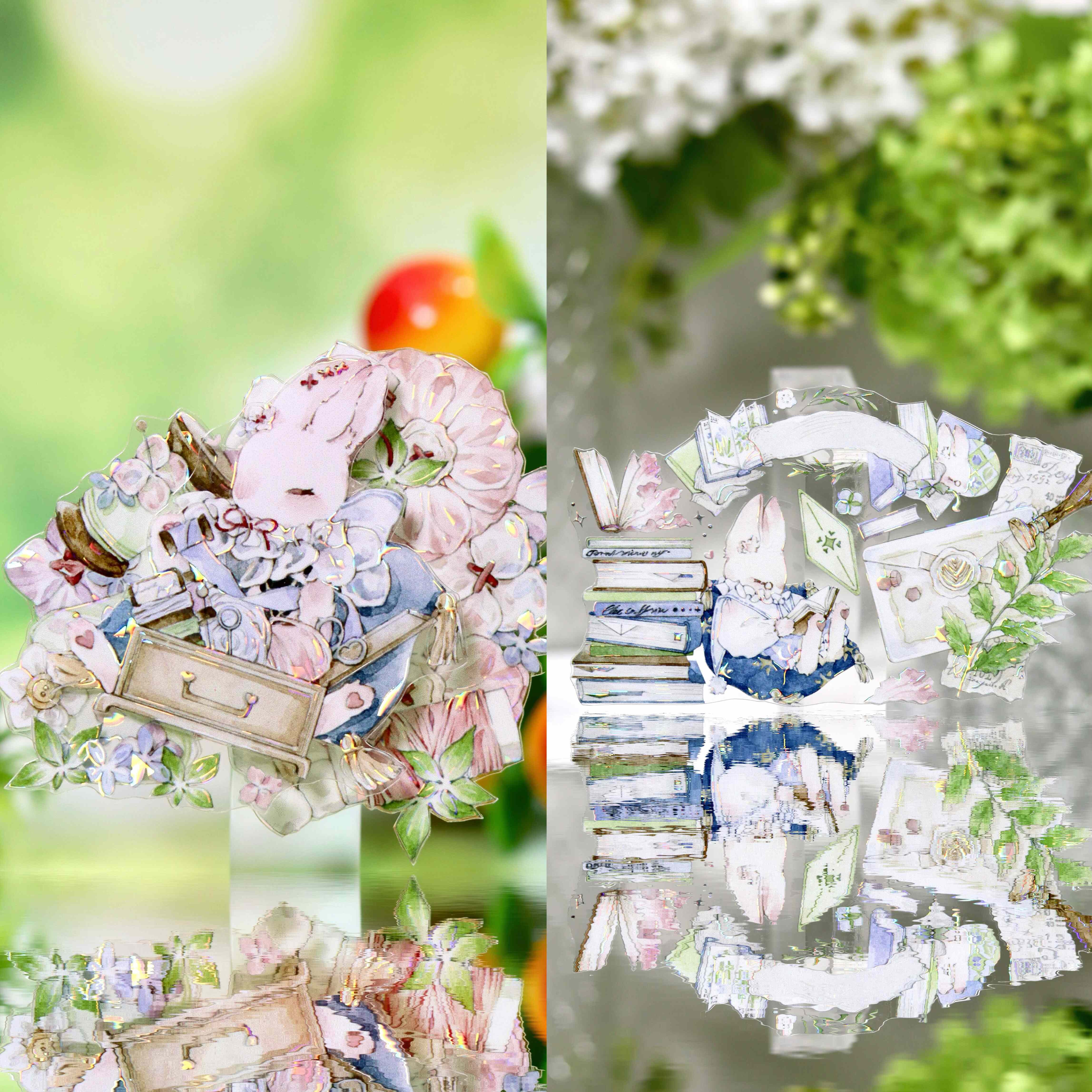 【野餐季】兔小姐系列 森野絮 花兔织物绒耳书笺幸目原创手帐胶带