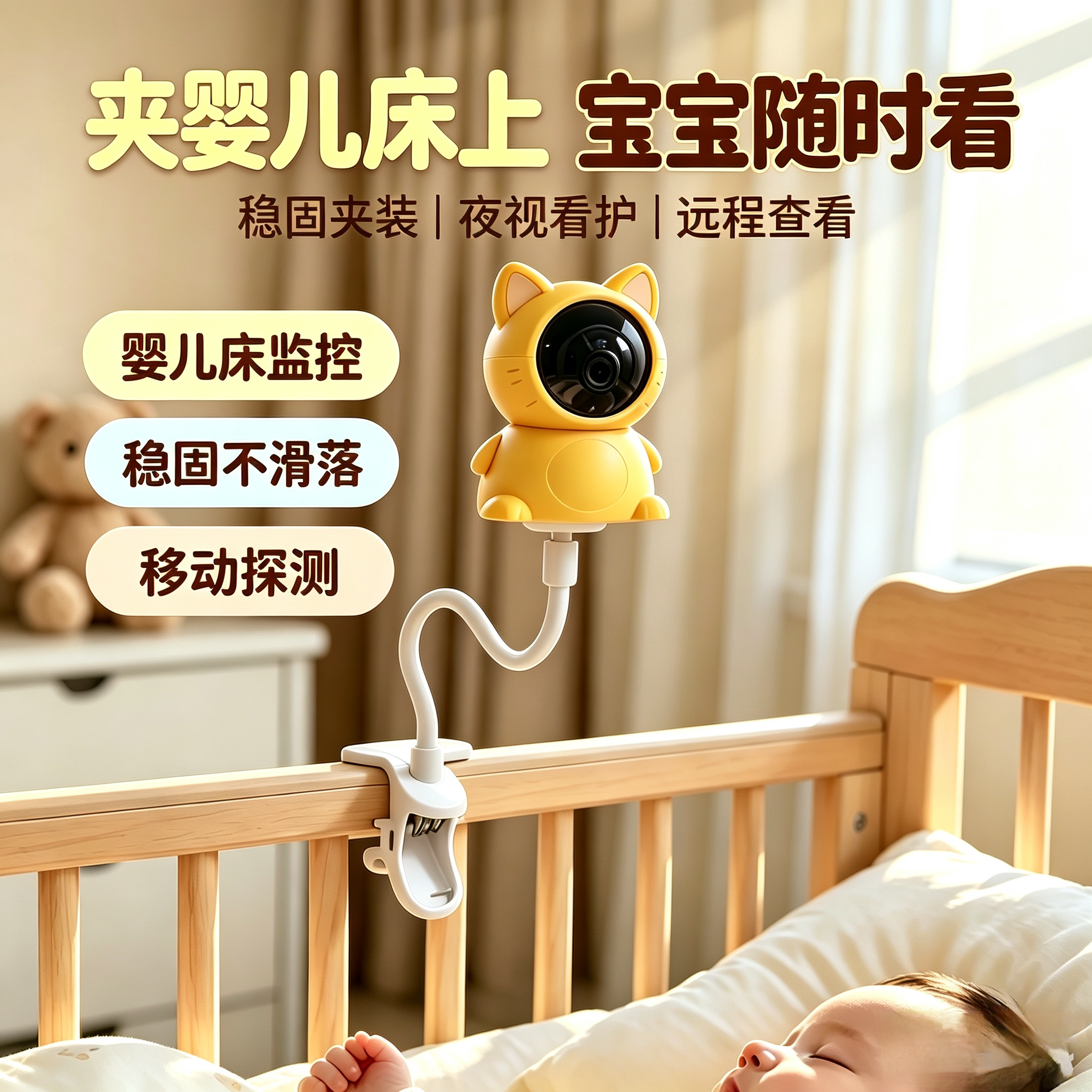 家用智能摄像头360度无死角高清手机远程婴儿监护器无线WIFI监控