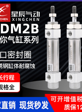 星辰气动CDM2B/25/20/32/40-10*50*75X125X200*3不锈钢迷你气缸