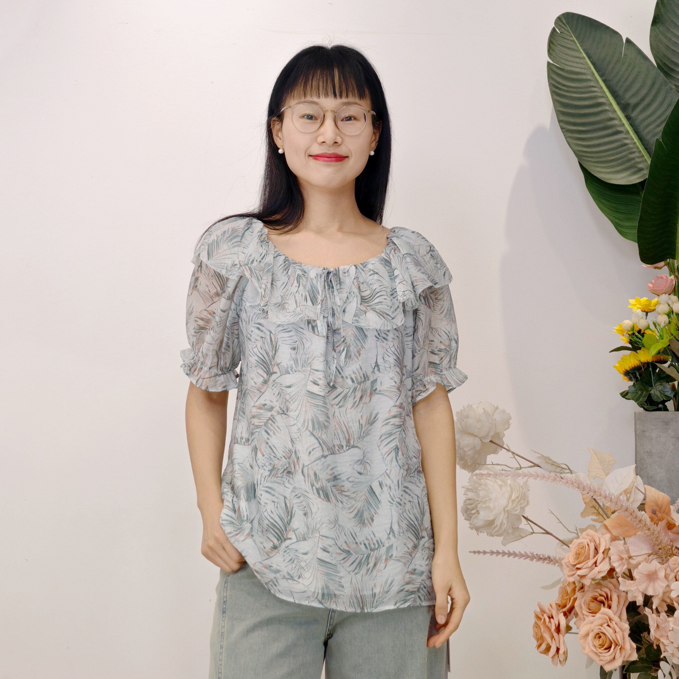 可路莎专柜252540夏季气质天丝荷叶边衬衫女法式一字肩上衣