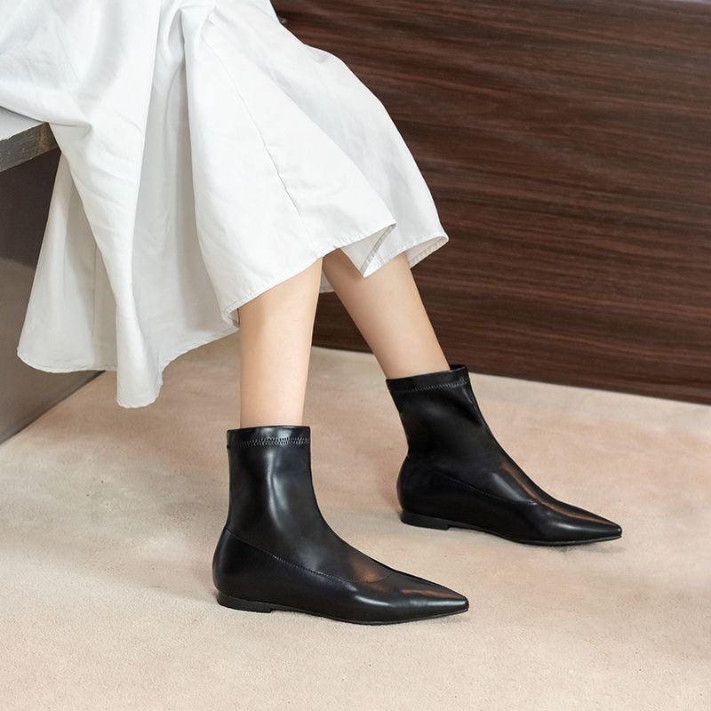 小码313233尖头瘦瘦靴女软皮短靴内增高大码41马丁靴43黑色及踝靴,女鞋,弹力靴/袜靴,淘宝优惠券,粉丝福利购,淘宝优惠卷
